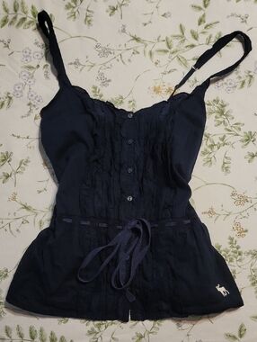 Abercrombie & Fitch Navy Textured Fabric Tank